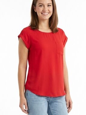 Lily White Red Tops Blouse Size S